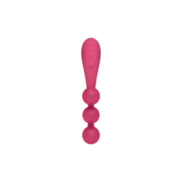 Vibromasseur triple stimulation flexible, anal, vaginale, clitoridienne Tri Ball rouge USB Satisfyer 